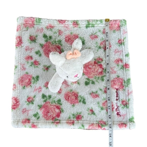 Betsey Johnson Baby Pink Rose Floral Plush Bunny Lovey Security Blanket Cottage - Picture 8 of 10